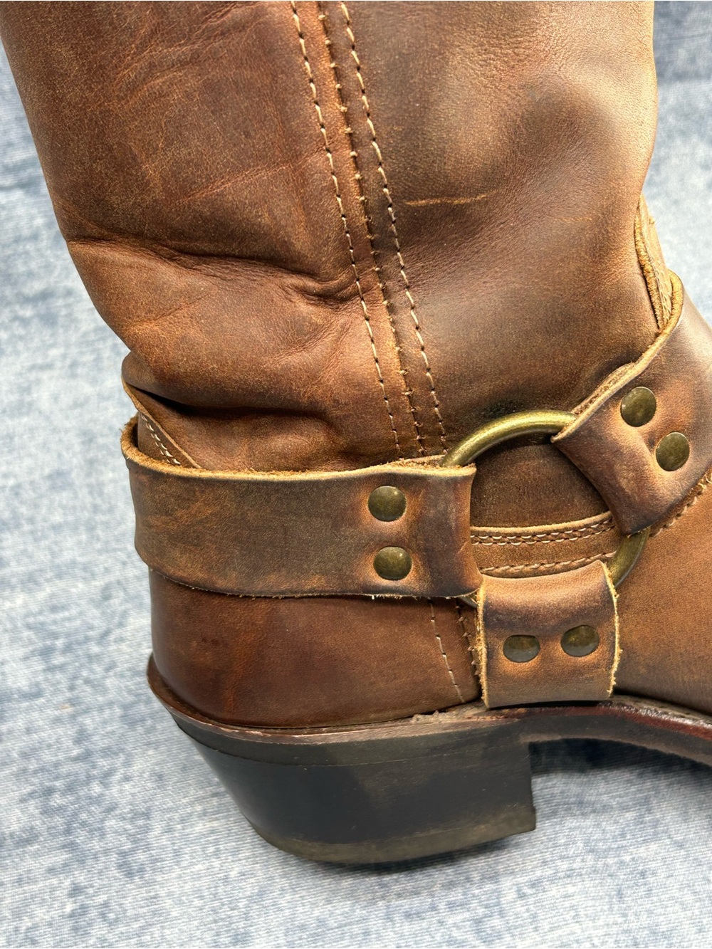 VTG Frye Harness Leather Boots Americana Brown Rustic made in USA 7.5M Women’s - Picture 10 of 16